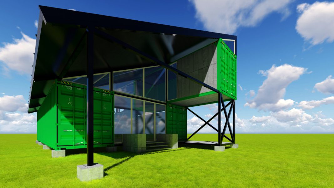 Casă industrială: proiect realizat din containere – VIDEO