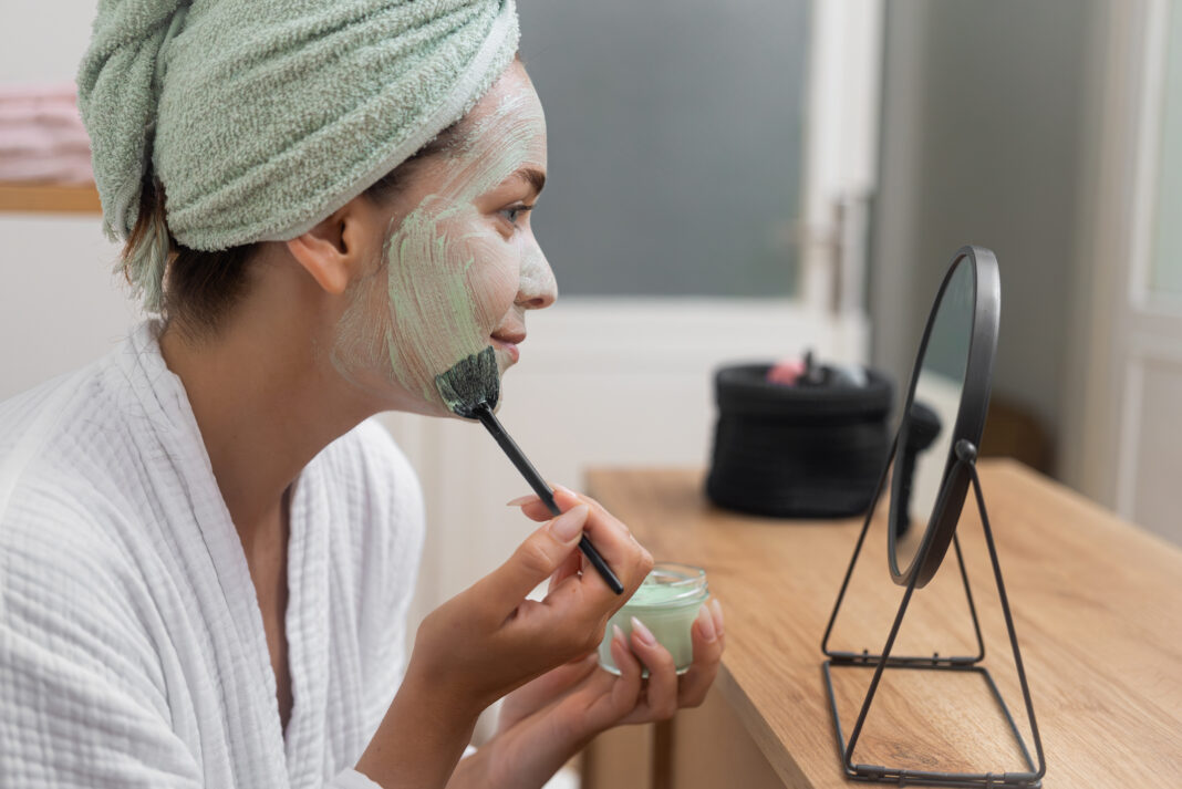 woman facial mask after her bath, focusing on anti-aging, hydration, and skin perfection.