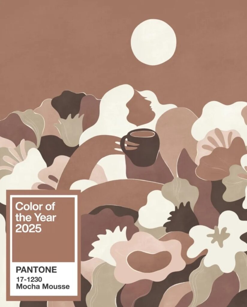 Conexiune, confort și armonie: pentru 2025, Pantone Color Institute propune drept culoarea anului PANTONE 17-1230 Mocha Mousse, ceea ce exprimă conexiune, confort și armonie